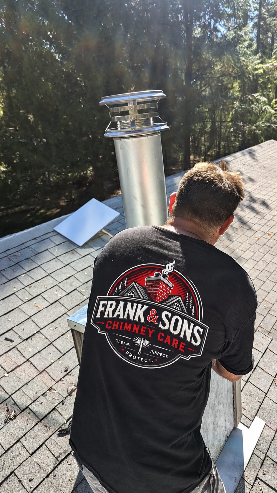 Technician preparing a chimney liner